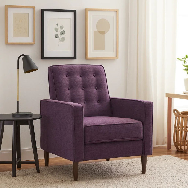 Fauteuil inclinable manuel Dupe, capitonné, polyester mauve, Mauve