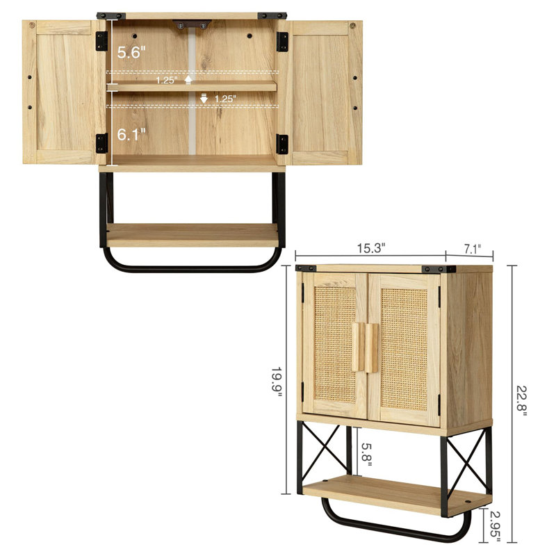 Armoire de rangement pour salle de bain avec portes doubles