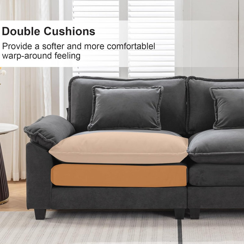 Stronski Upholstered U-Shaped Sectional Reversible, Stronski Gray Velvet
