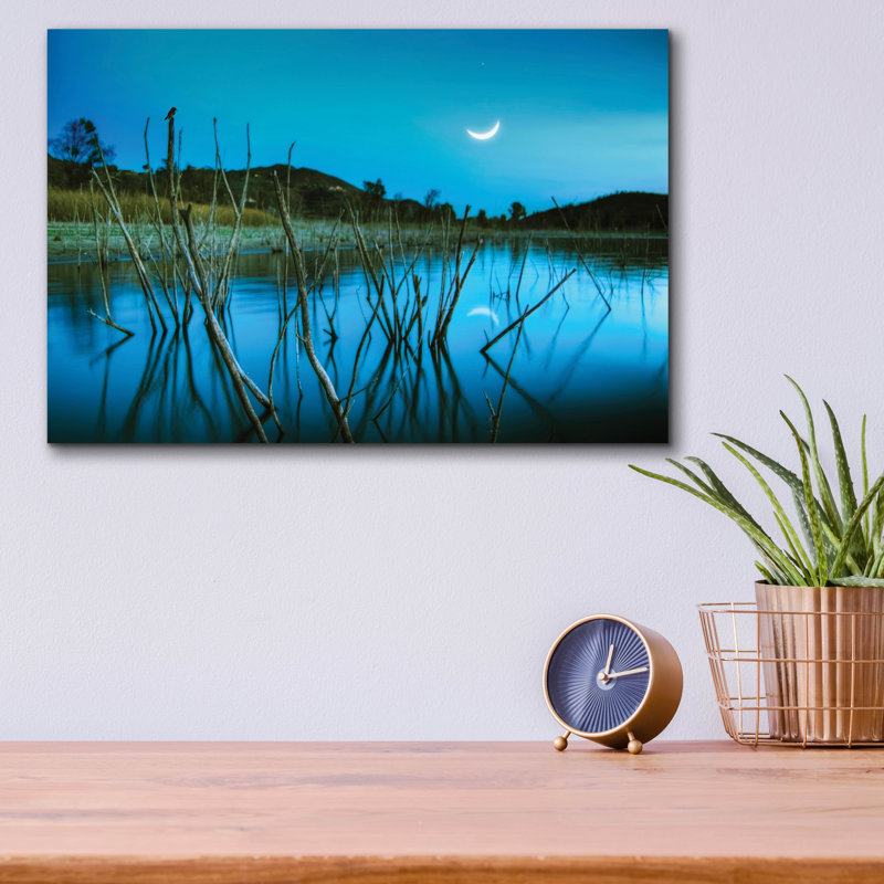«The Blue Lake» par Lee Sie, art mural en verre acrylique, H 12 po x l 16 po x P 0,13 po