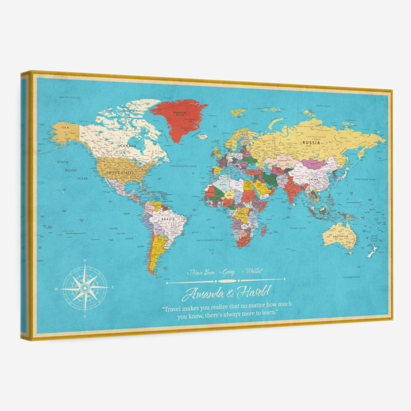 Carte du monde personnalisée «Apprendre, je pousse», H 20 po x l 30 po, Oui