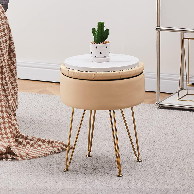 Tabouret de coiffeuse avec rangement, Naturel / naturel