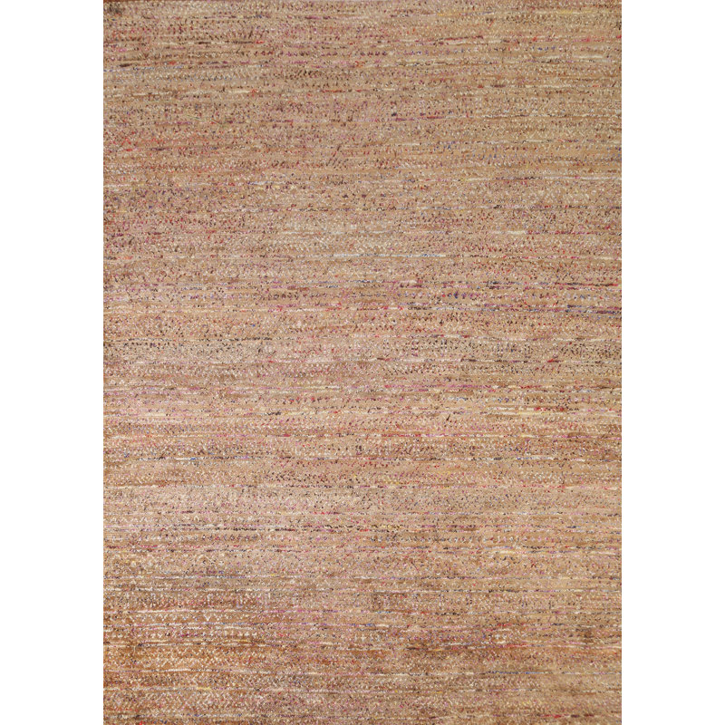 Tapis abstrait en jute et laine noué à la main 8 x 10