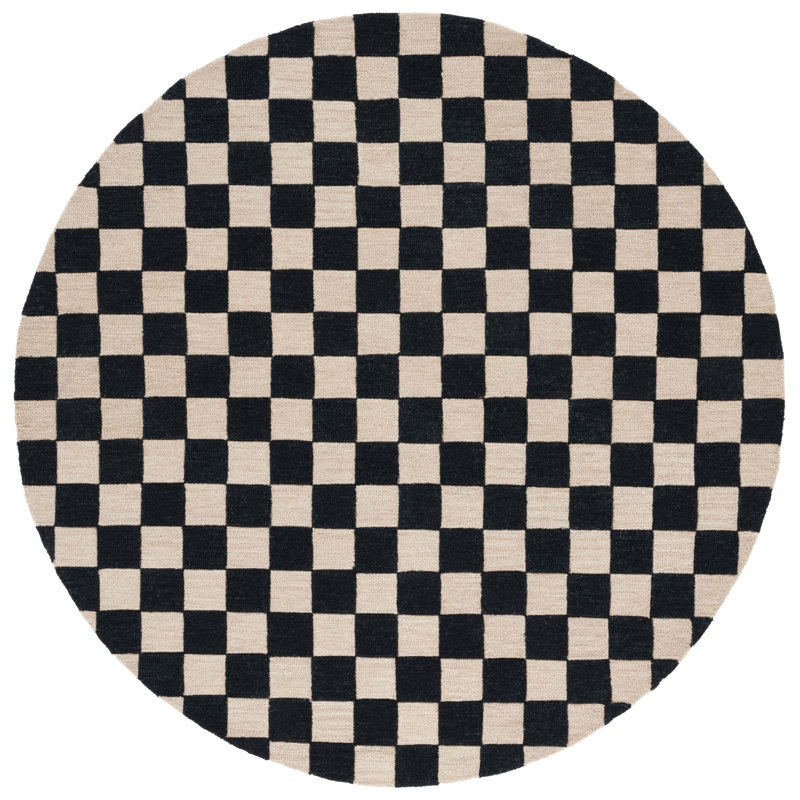 Freesia Area Rug In Black/Beige, Round 6'