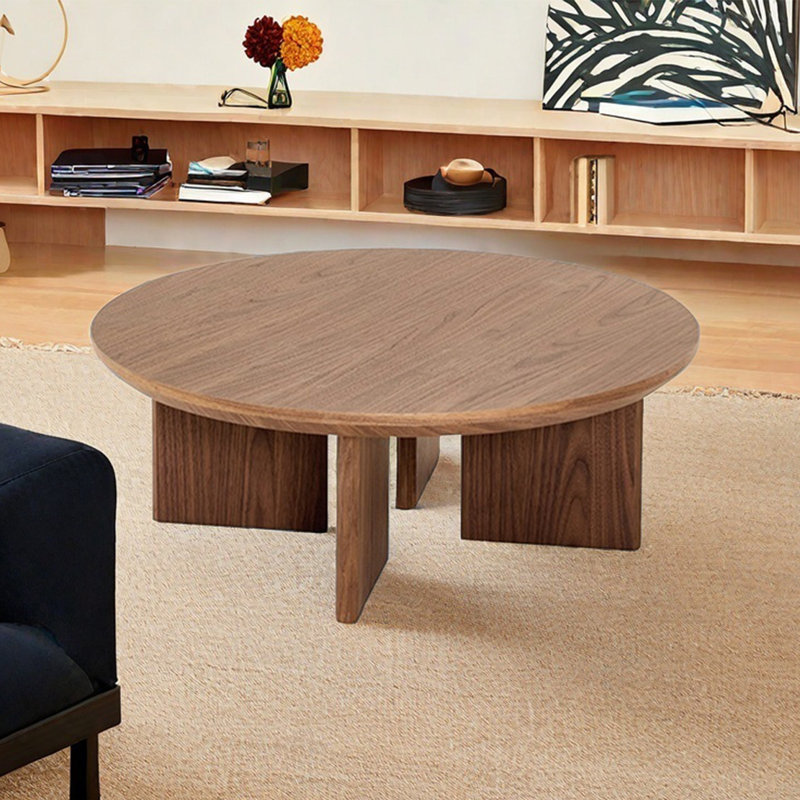 Table basse ronde de style ancien salon, Noyer, Noyer clair