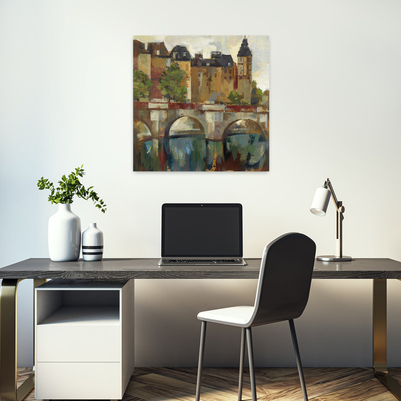 Art contemporain contemporain de la fin de l'été de Paris avec architecture abstraite, H 18 po x l 18 po