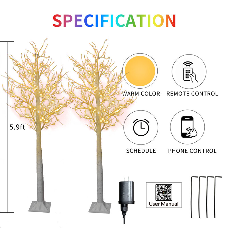 The Holiday Aisle® 6FT BirchTree 2pk