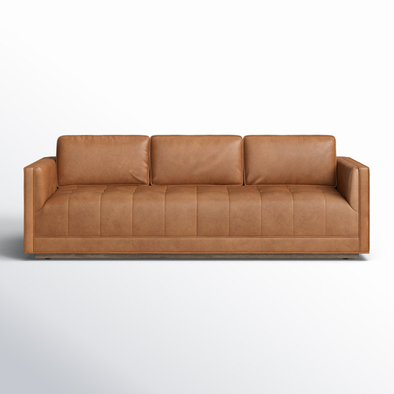 Calabrese Upholstered 90'' Sofa, Palermo Butterscotch Top Grain Leather