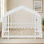 Lit plateforme double avec baldaquin en tissu transparent et guirlandes lumineuses-678601078-678601077