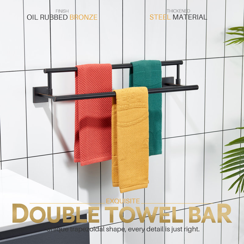 Barre à serviettes double 24 po, Bronze