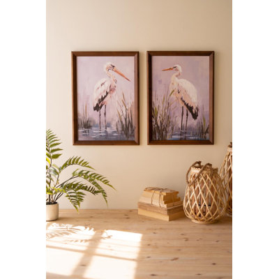 ENSEMBLE DE DEUX PEINTURES SUR PEINTURE À HÉRONS