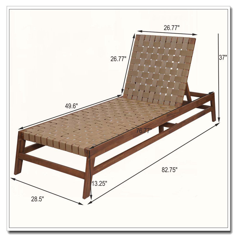 Outdoor Rope Chaise Lounge, Light Brown,Mocha