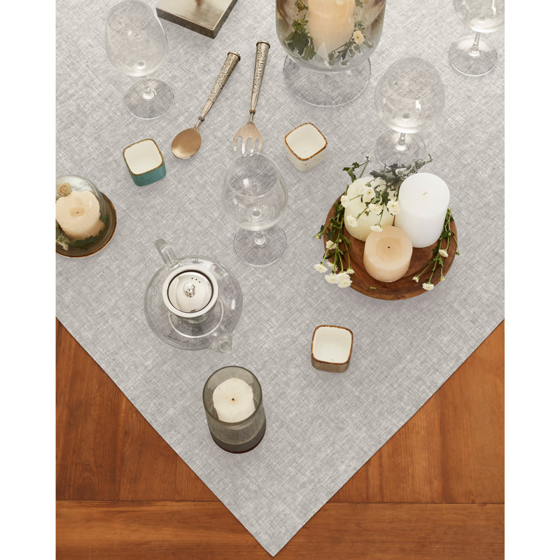 100% Pure Linen Table Throw - Athena, Oyster Gray