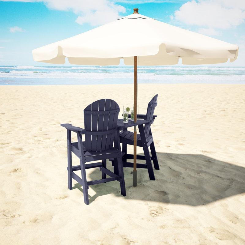 Chaise Adirondack d'extérieur en bois Bronya, Bleu marine