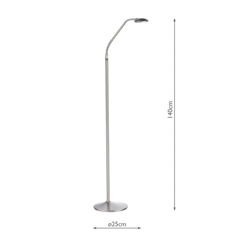 Park Avenue 140cm LED Task Floor Lamp, Satin Chrome