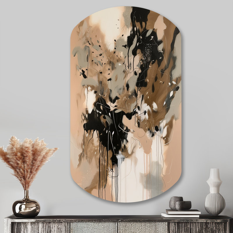 Brown Colorful Symmetry I - Abstract Cylinder Metal Wall Art, Brown Asymmetrical Metal Art Print, 43" H x 23" W x 1" D