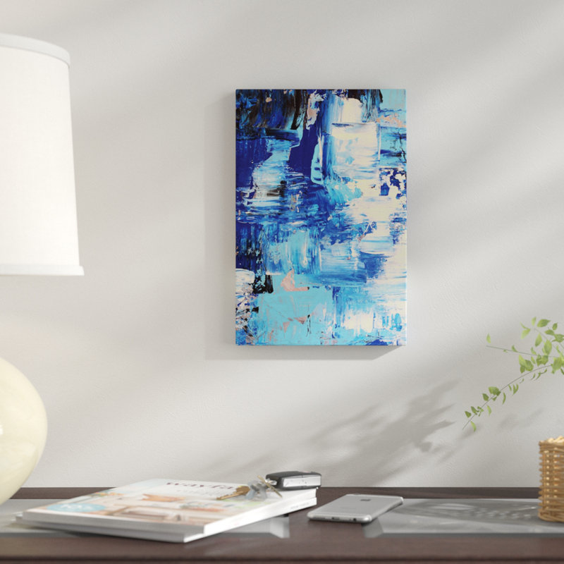 « blue abstract i », impression sur toile, H 40 po x l 26 po x P 1,5 po, Pas de tapis, Toile tendue