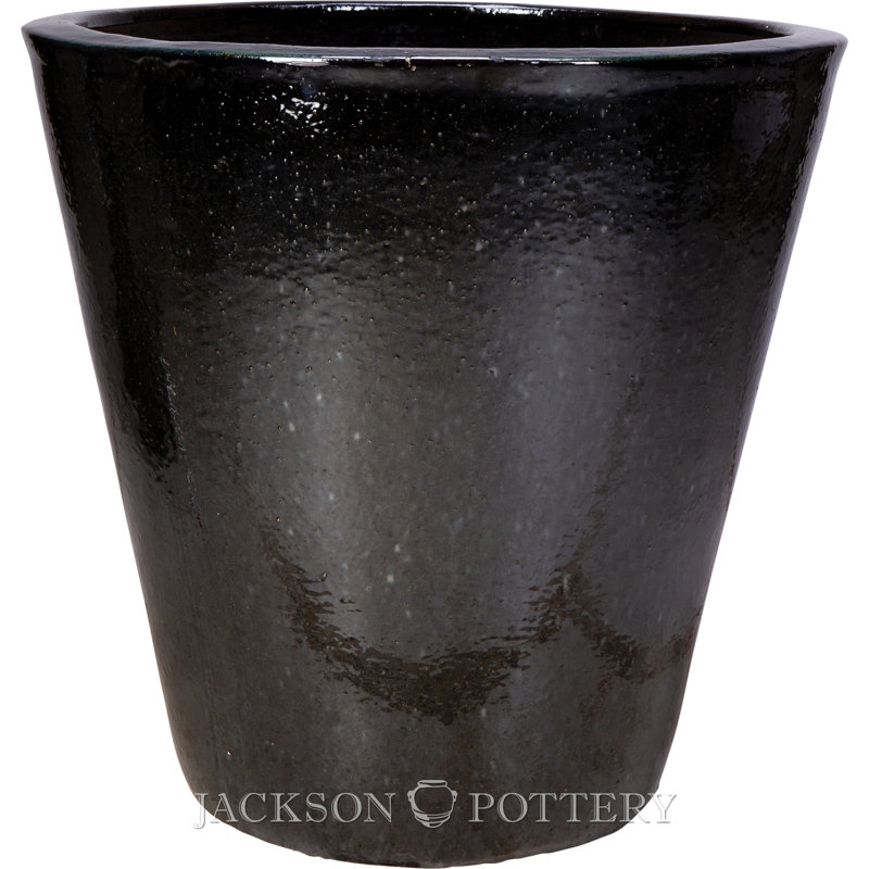 18 in. Vaso Planter - Black, Black