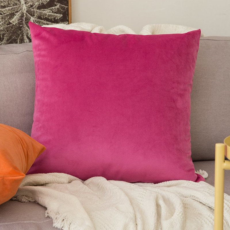 Solid Velvet Reversible Pillow Cover, Pink, 18"H x 18"W
