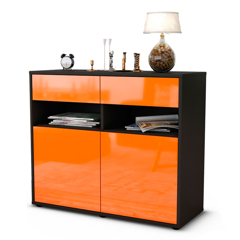 Portola 92cm Sideboard, Anthracite/High-gloss orange