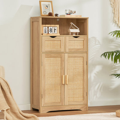 Millwood Pines Large Accent Storage Cabinet,Bathroom Cabinet With 2 Adjustable Drawers & 2 Shelf