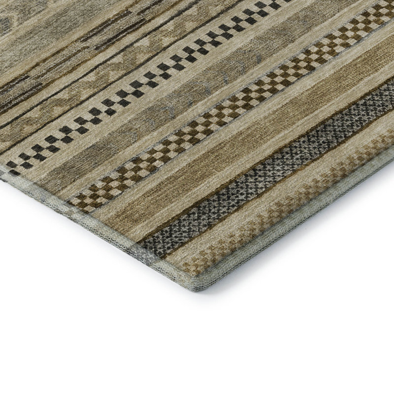 Premium Machine Washable Brennon AMF1625 Stripes Rug, Rectangle 10' x 14'
