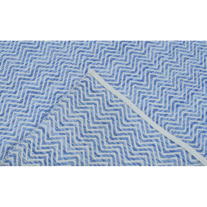 Tapis bleu en laine Kerrigan, Rectangulaire 7 pi 1 po x 10 pi