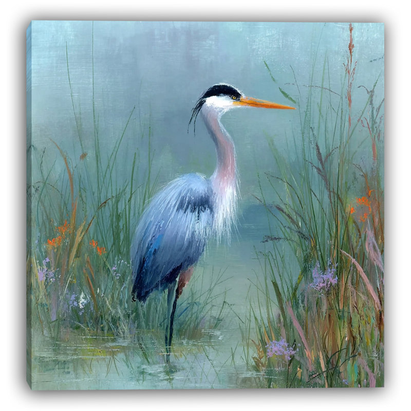 «Morning Calm Heron», art mural sur toile tendue