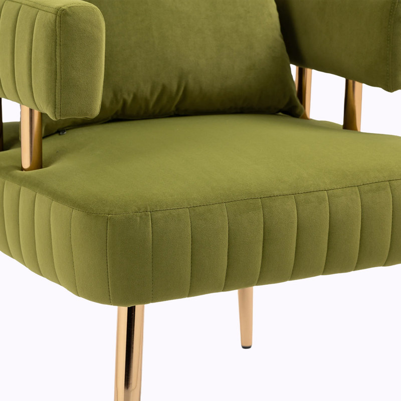 Izayah Upholstered Accent Chair, Olive Green Velvet