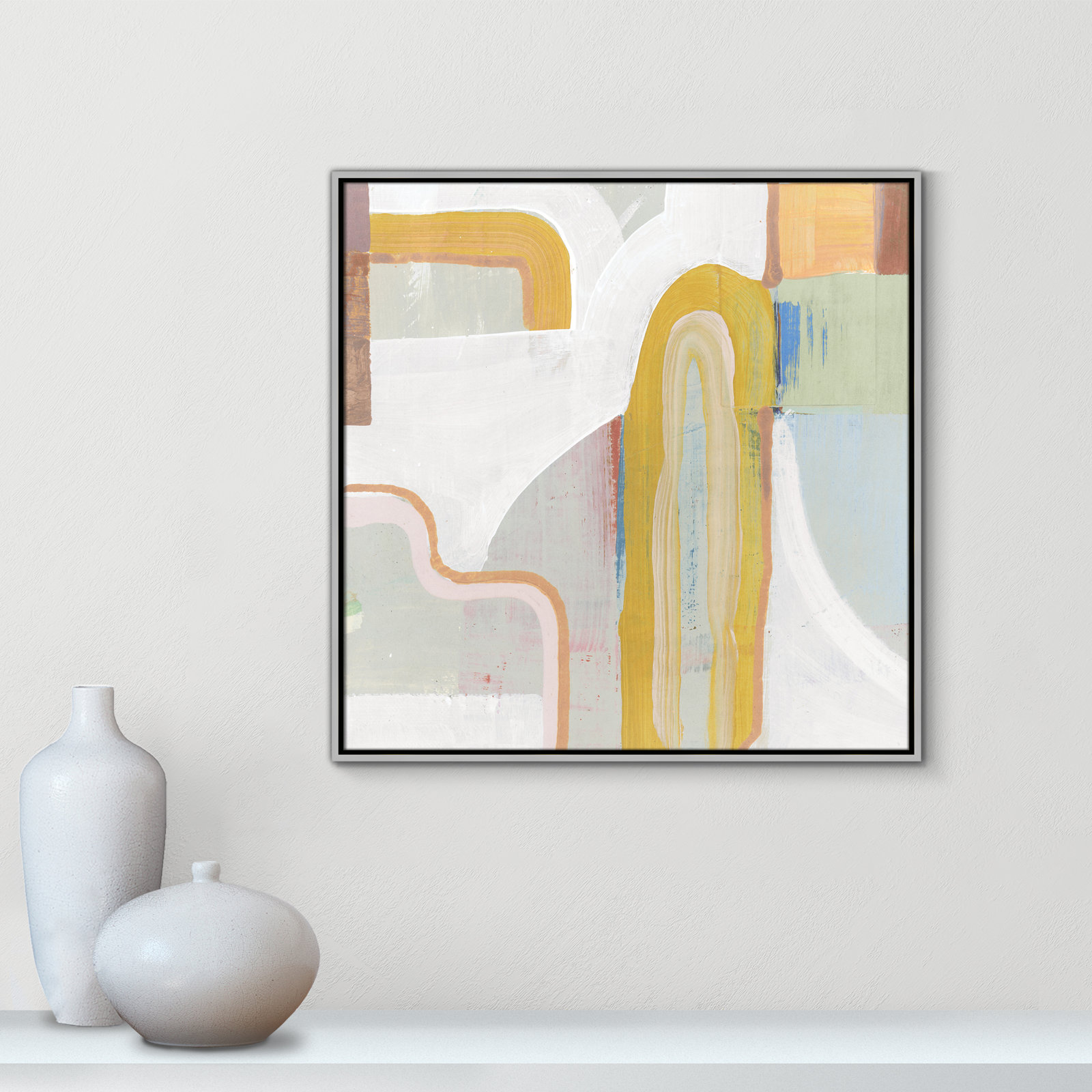 Copeland "Together Again II" Painting by Cartissi, 31.5" H x 31.5" W x 2" D, Silver 