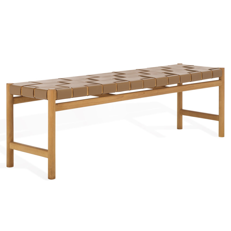 Banc en cuir Channing, Brun, Naturel