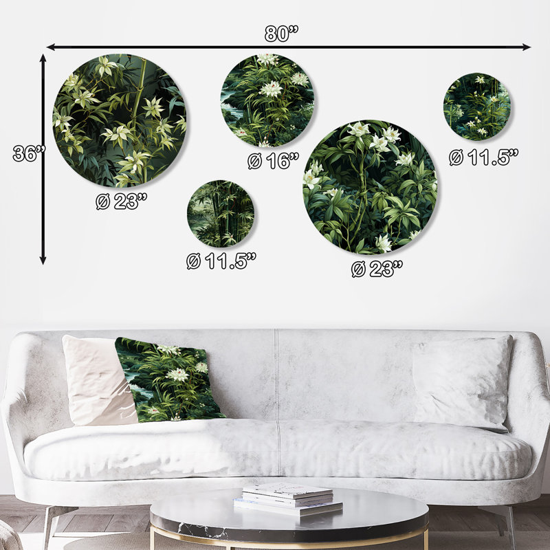 Cordural - Ensemble abstrait d'art mural oriental rond de 5