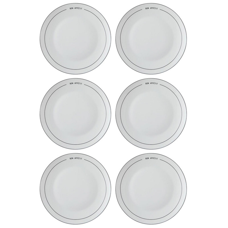 Ensemble de grandes assiettes élégantes (6 pièces), 100% porcelaine, 10,6 x 10,6 x 0,8 pouces | Va au lave-vaisselle, parfait pour les réceptions et l'utilisation quotidienne | Conception durable et élégante pour toutes les occasions