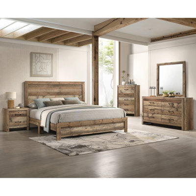 1pc Rustic Plank-Style Rich Natural Finish Six Drawers Dresser Wooden Bedroom Furniture Contemporary Modern Transitional