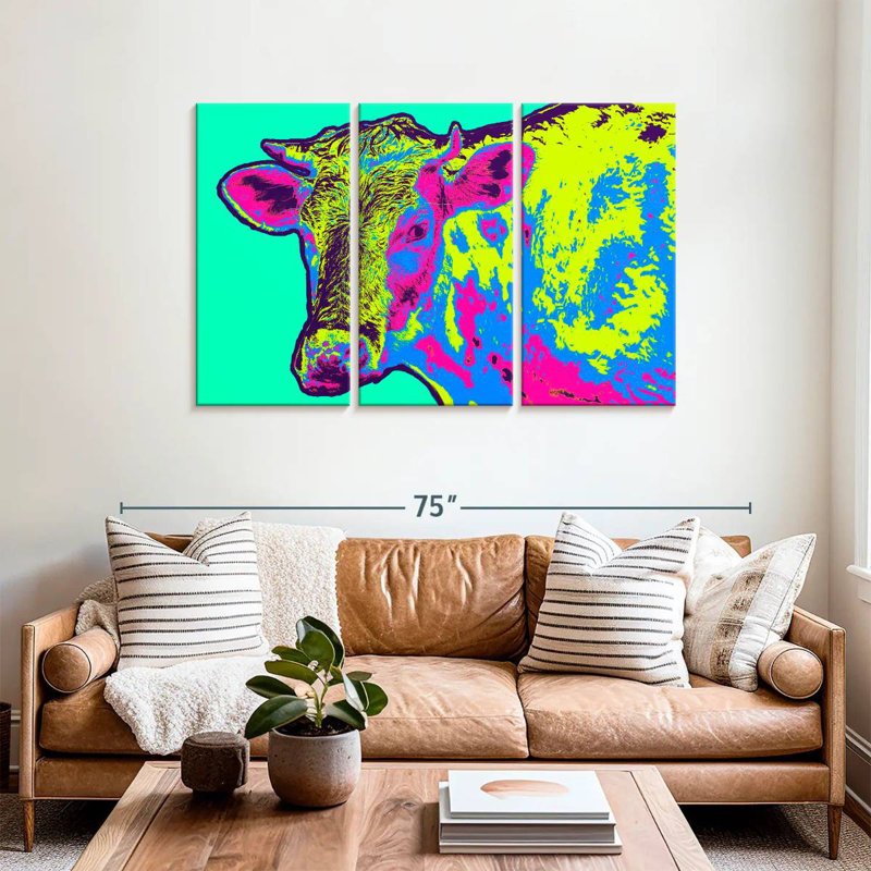 Vache au néon, H 36 po x l 57 po