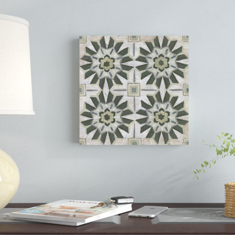 «Vintage Verdigris Tile III» par June Erica Vess, reproduction d'art sur toile tendue, H 12 po x l 12 po