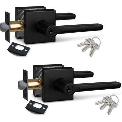 Matt Black Keyed (Entry) Door Lever