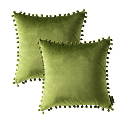 Housse de coussin Silky Velvet Series Pom-poms