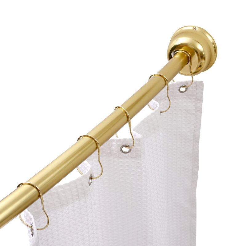 Utopia Alley Rustproof Fixed Mount Single Curved Shower Rod, Aluminum, adjustable from 45" to 72" Wide, Gold