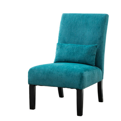 Pisano Contemporary Chenille Fabric Armless Accent Chair With Pillow