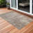 3' X 5' Taupe and Ivory Abstract Washable Non Skid Indoor Outdoor Area Rug