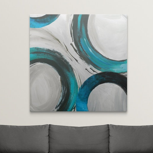 «Teal Ring I» par Tom Reeves, reproduction d'art, H 20 po x l 20 po x P 1,5 po, Toile