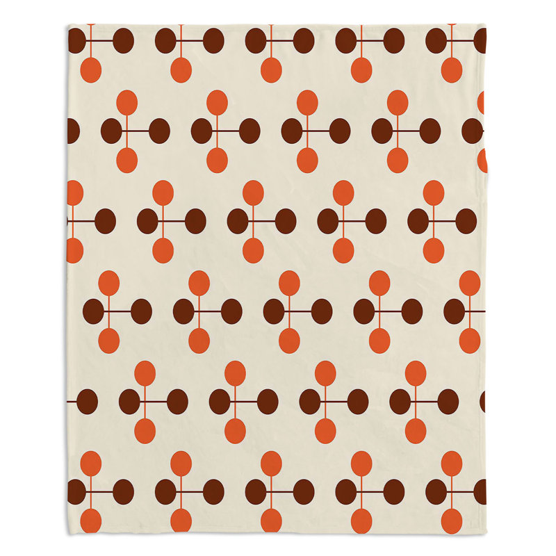 Couverture Mid-Century Dottie, 51 po x 60 po, Orange / chocolat