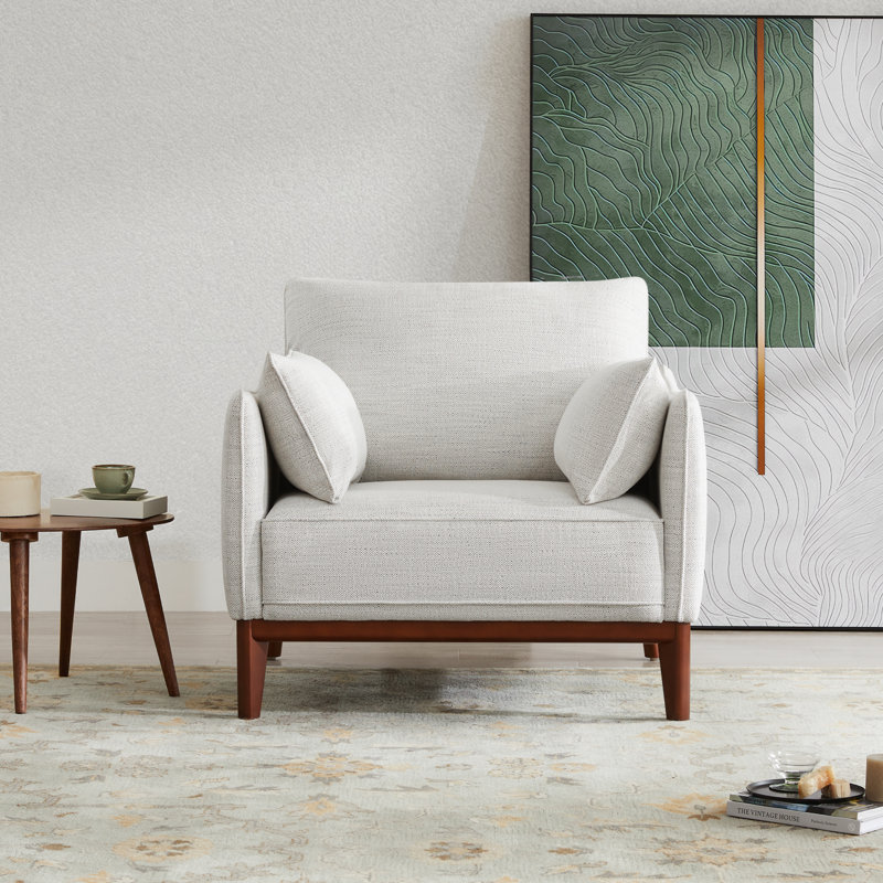Fauteuil de 38,6 po Calev, Polyester ivoire