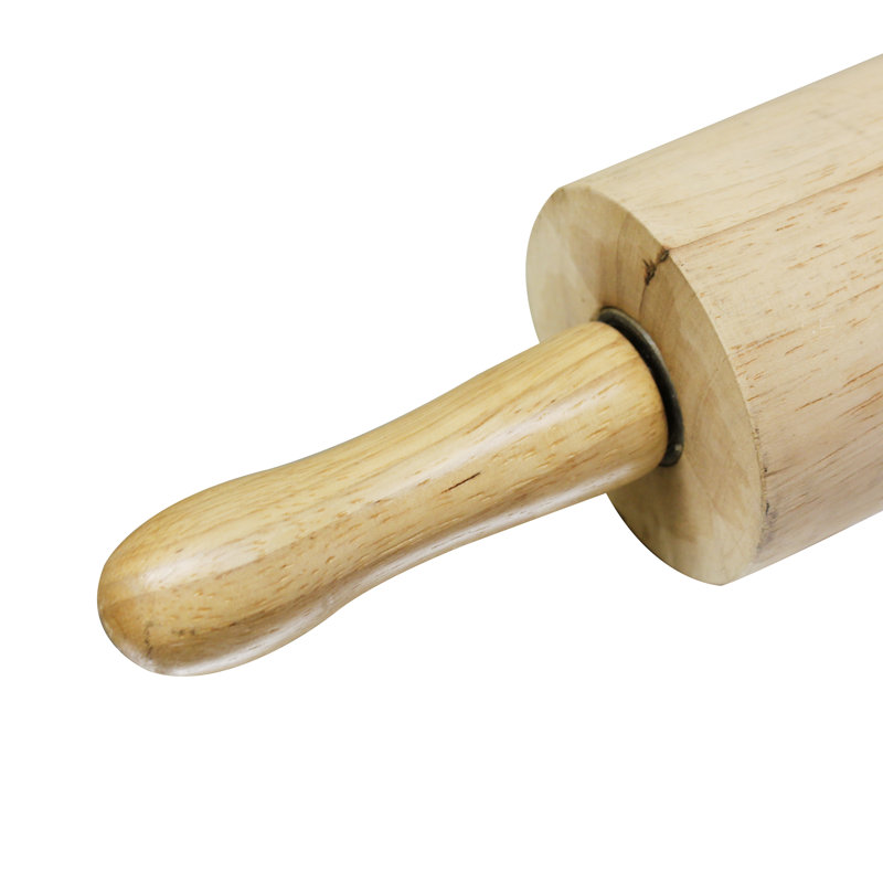 Beige Solid Wood Rolling Pin with Contoured Handles