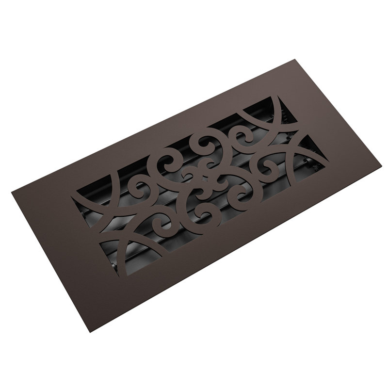 Couvercle de ventilation en acier à profil bas Reggio registre 4 x 10 - motif curviligne - persienne anti-rouille