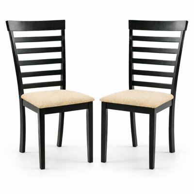 Ensemble de 2 chaises de salle à manger modernes à finition noire avec sièges rembourrés en polyester beige