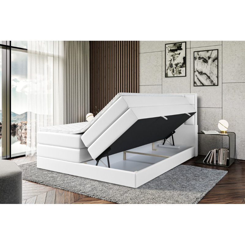 Bed with Mattress, 140 x 200cm, White