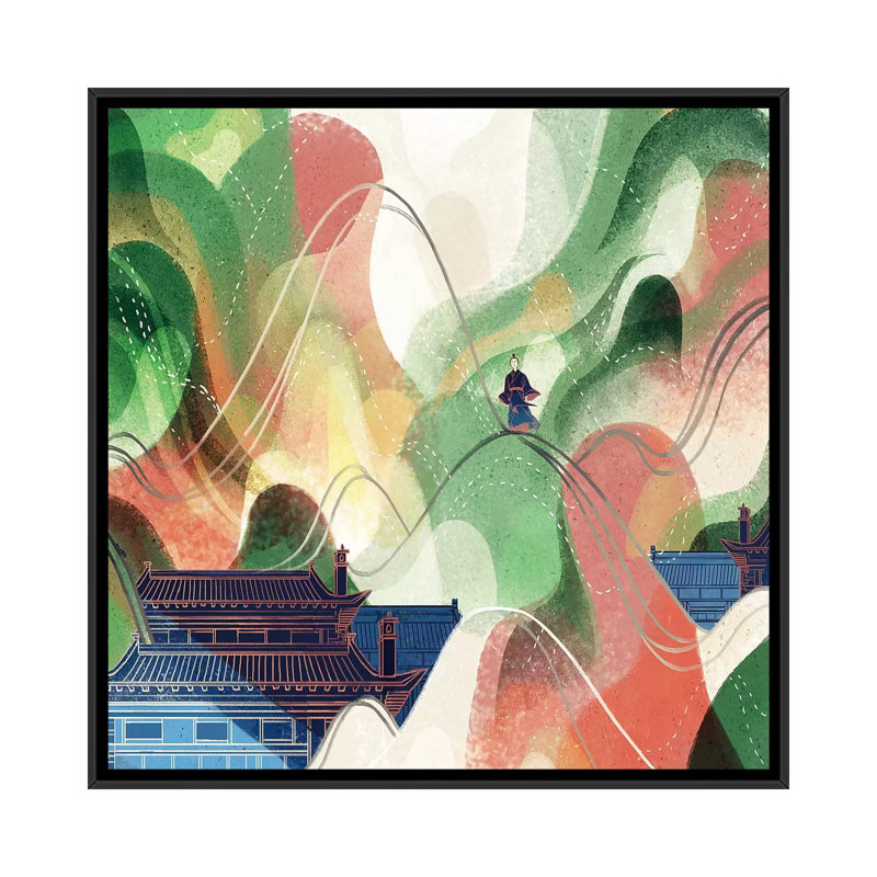 Flowing Mountain 1 Piece Painting on Canvas, 66.04 cm H x 66.04 cm W, Black Framed