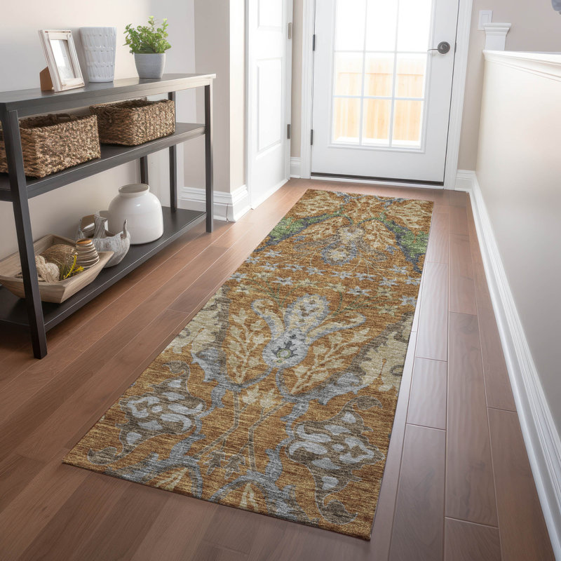 Cuivre Cicel ACN1153 intérieur / extérieur lavable à la machine, Tapis de couloir 2 pi 3 po x 7 pi 6 po